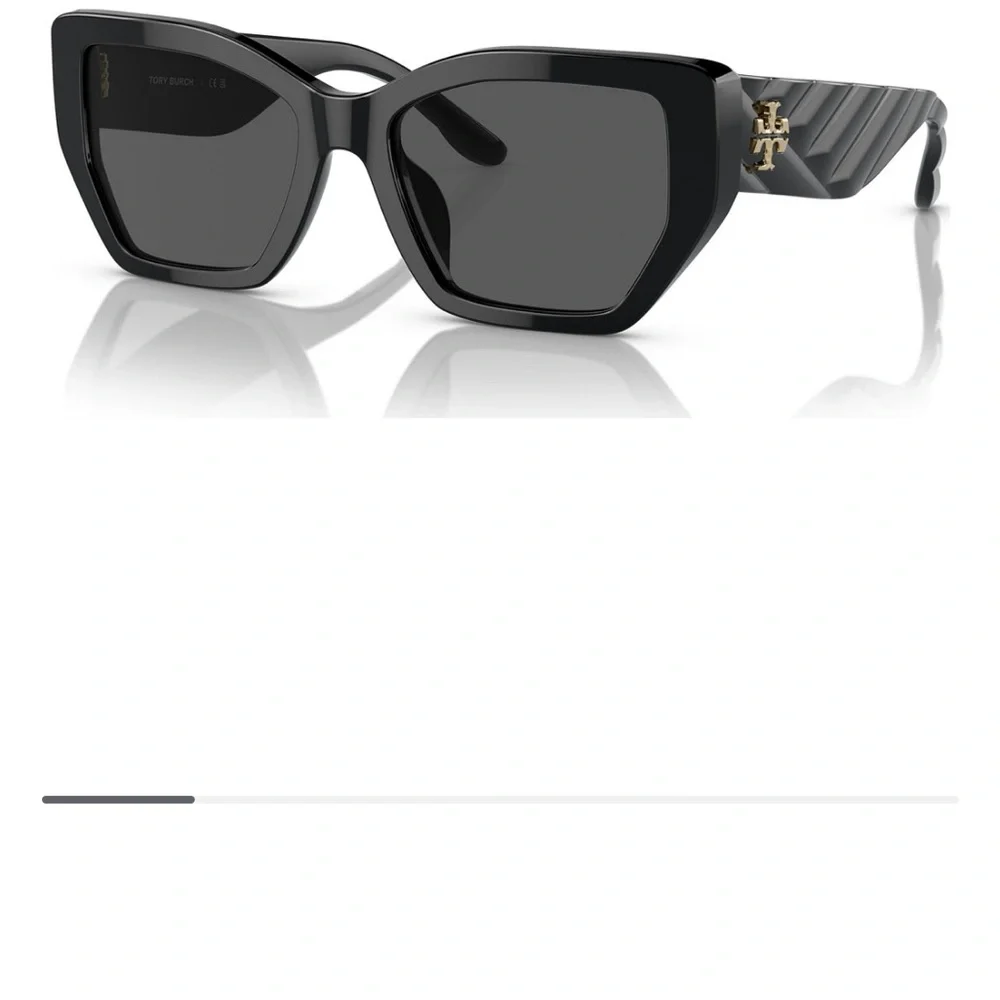 Tory Burch Black Cat-Eye Sunglasses with Gold Logo